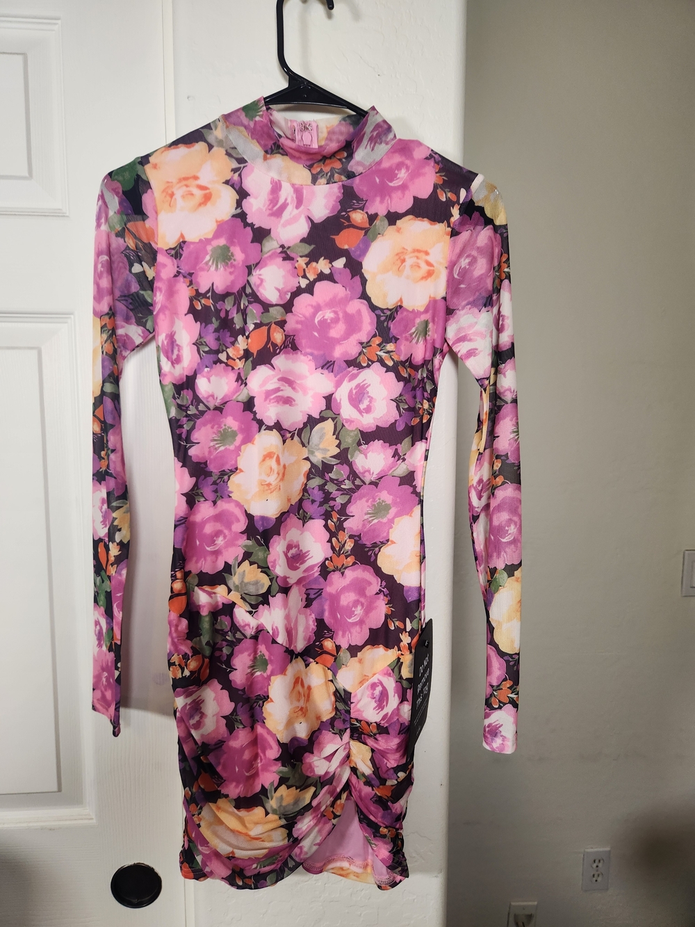 Lulu's Pink Floral Long-Sleeve Bodycon Dress
